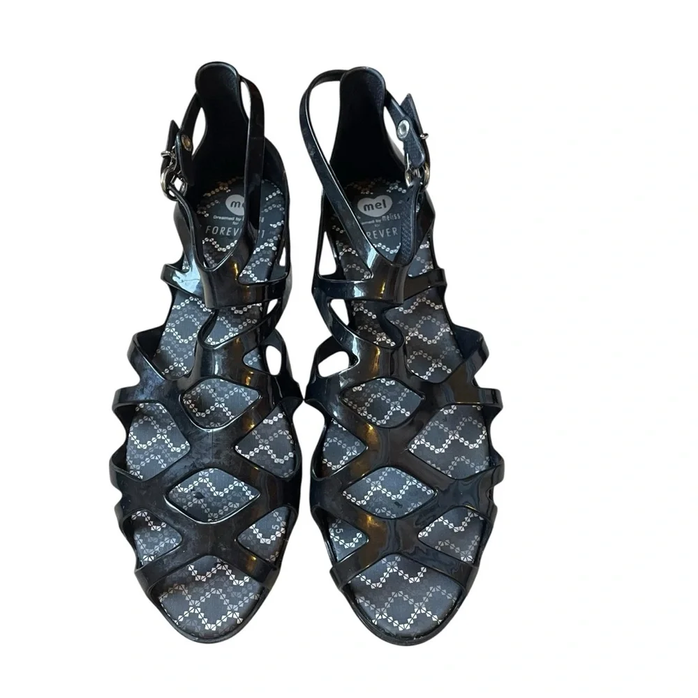 Mel‎ Melissa x Forever 21 Dreamed Jelly Sandals Buckle Crisscross Black Size 6